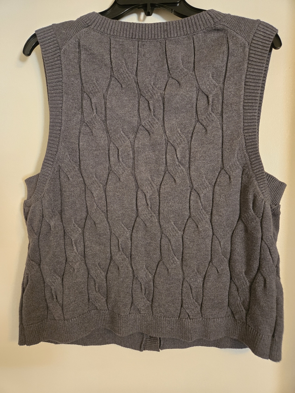 a new day Gray Cable-Knit V-Neck Button Front Sweater Vest - Picture 5 of 6
